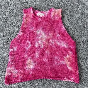 Gilded Intent 100% Cotton Sleevelessscoop Neck Pink Orange Knit Sweater Size M